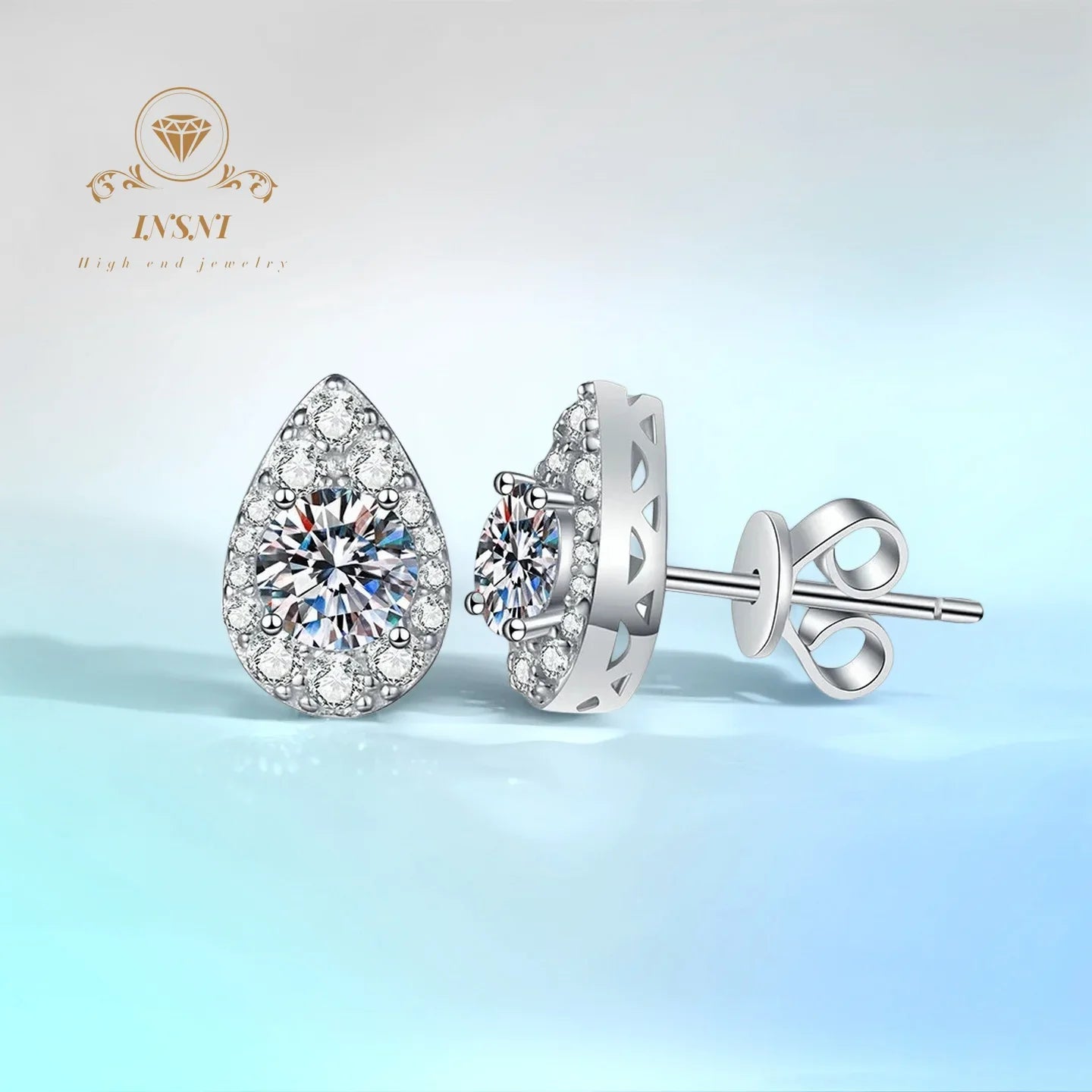 S925 1Ct D Color Pear Moissanite Earrings