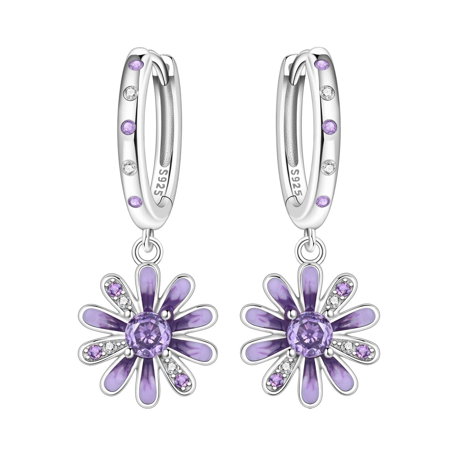 Original S925 Blue Iris Flower Earrings