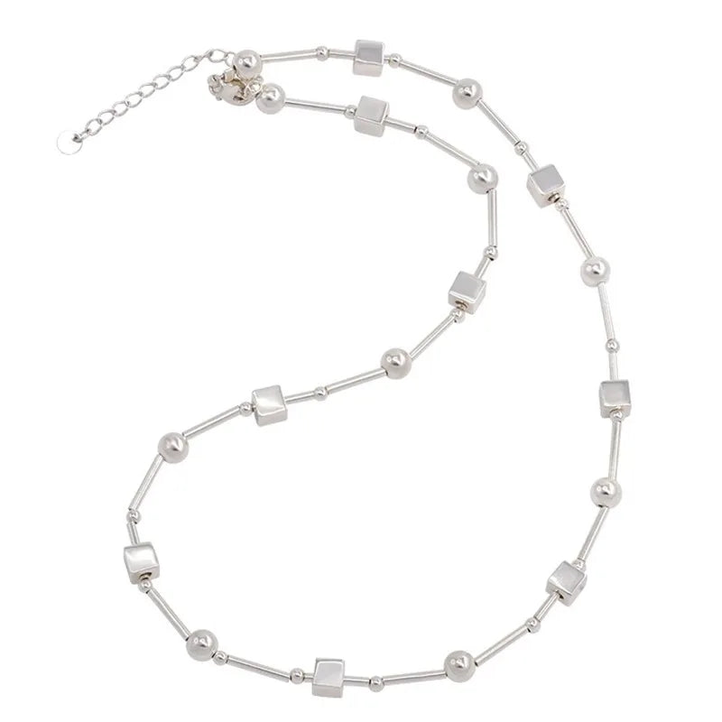 925 Sterling Silver Bead Geometry Necklace