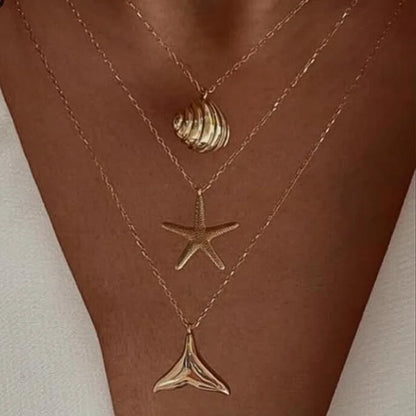 Bohemia Conch Starfish Imitation Pearl Necklace
