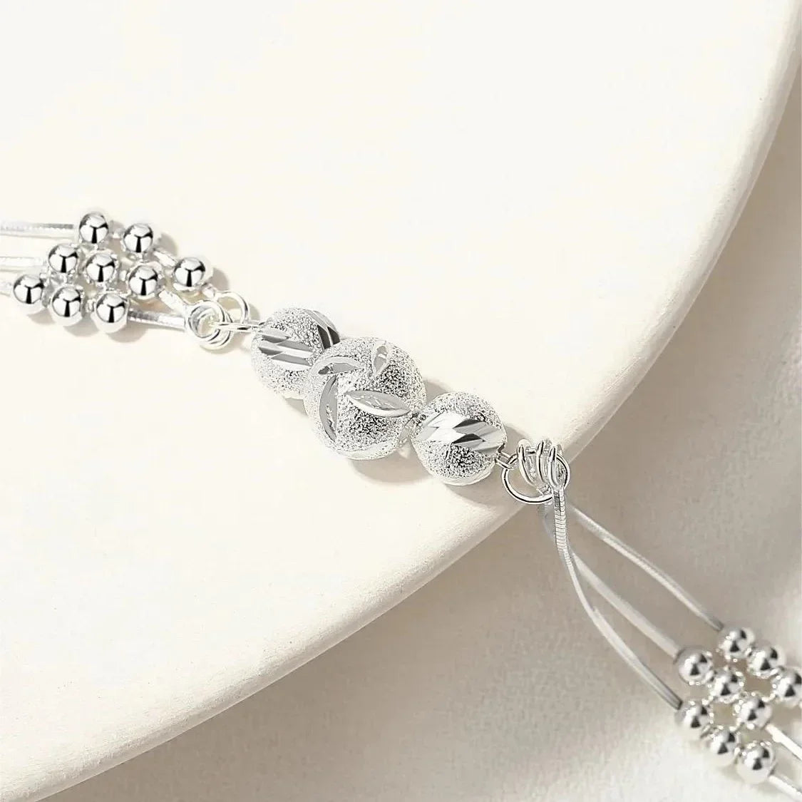 Fine 925 Sterling Silver Lucky Beads Bracelet
