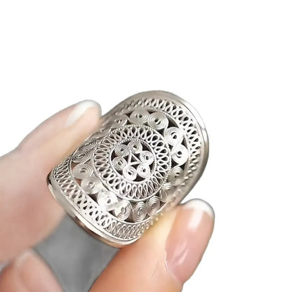 Copper Drum Flower Pattern Creative Premium Index Finger Ring