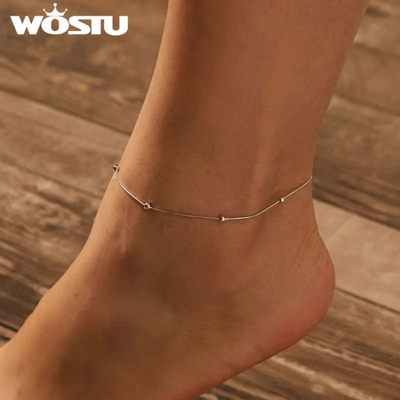 925 Sterling Silver Bead Anklet