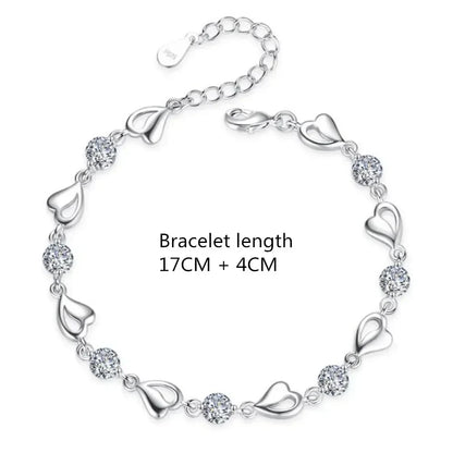 925 Sterling Silver Heart Necklace & Bracelet Set
