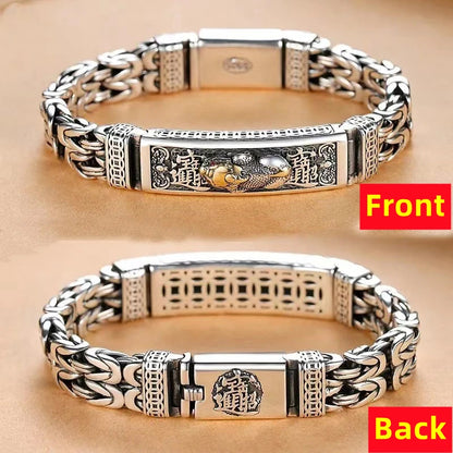 Vintage S925 Sterling Silver Retro Lucky Pixiu Bracelet