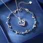 925 Sterling Silver Heart Shaped Necklace Bracelet Set