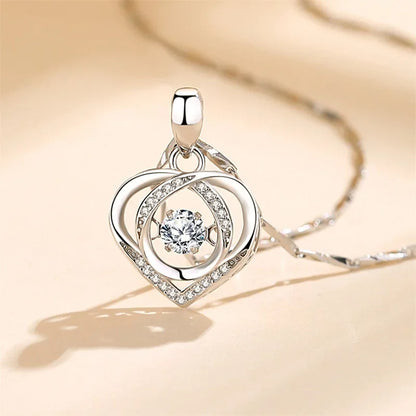 925 Sterling Silver Heart Shaped Necklace Bracelet Set