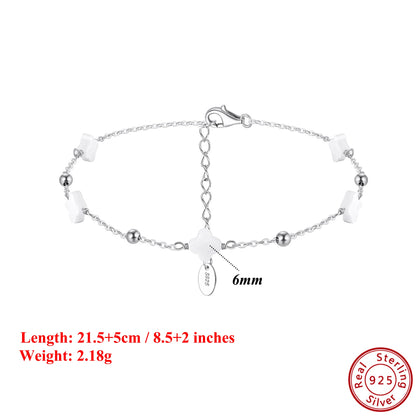S925 Shell Anklet Four Leaf Clover