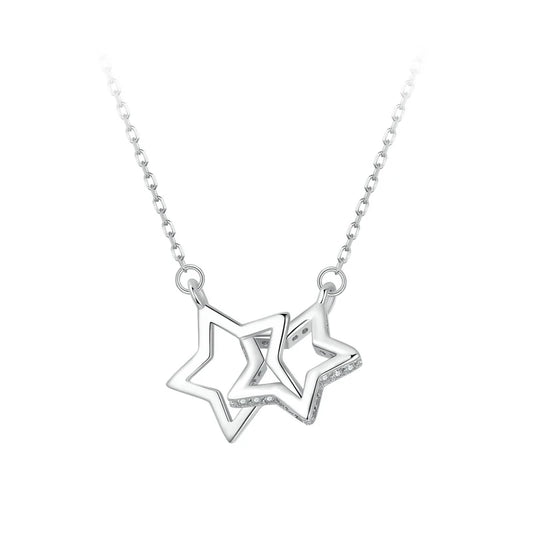 925 Sterling Silver Connected Star/Heart/Cat Pendant Necklace