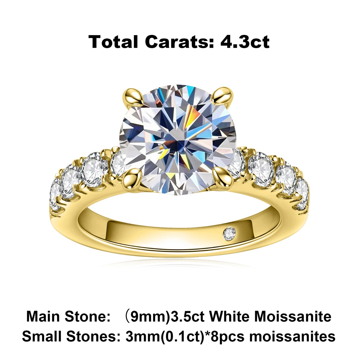 4.3ct D Color Moissanite Rings