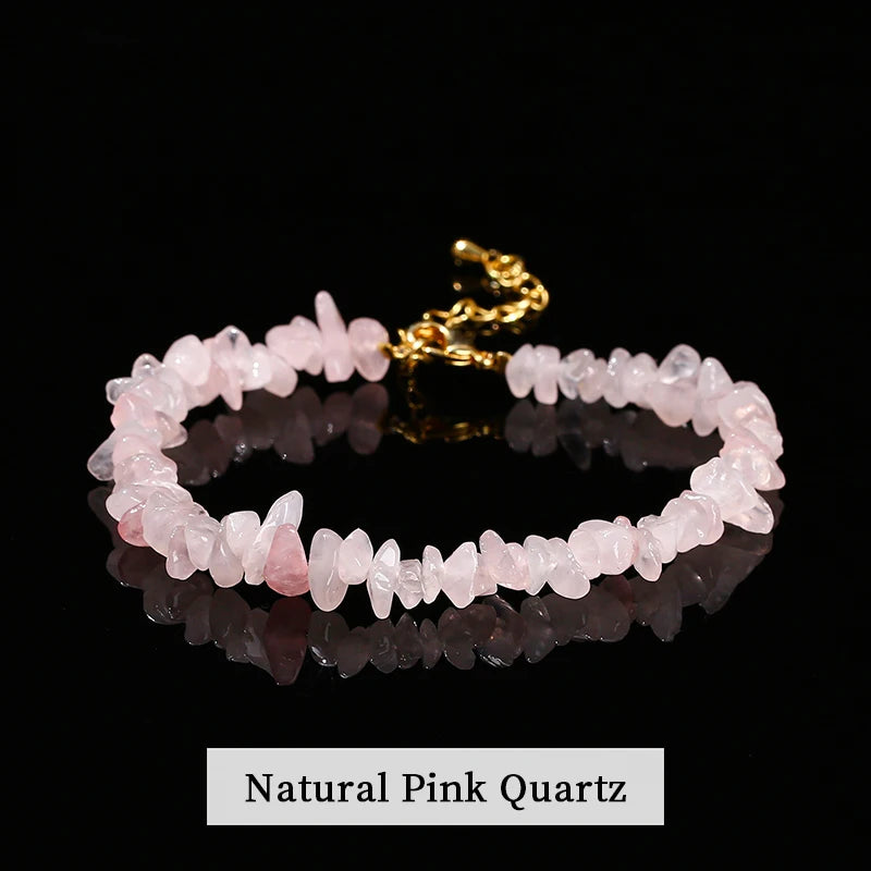 Amethyst Rock Quartz Crystal Stone Chip Bead Bracelet