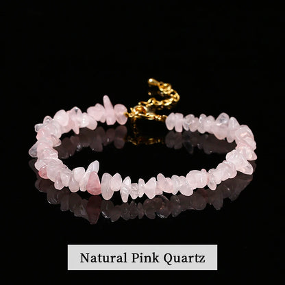 Amethyst Rock Quartz Crystal Stone Chip Bead Bracelet