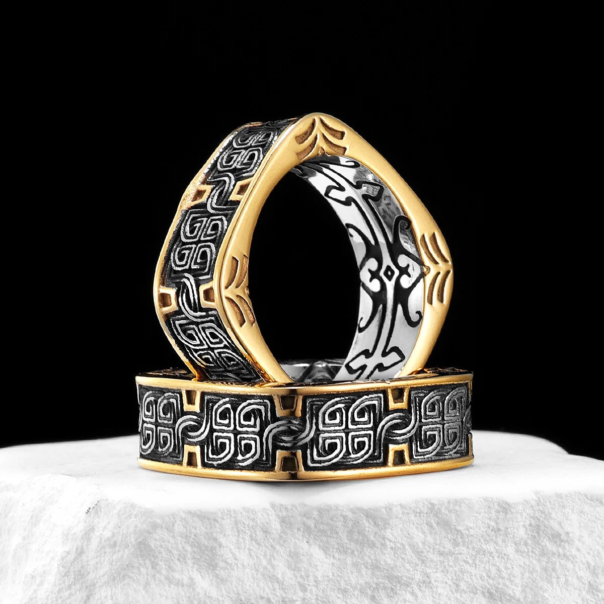Retro Classical Patterns Stainless Steel Rings