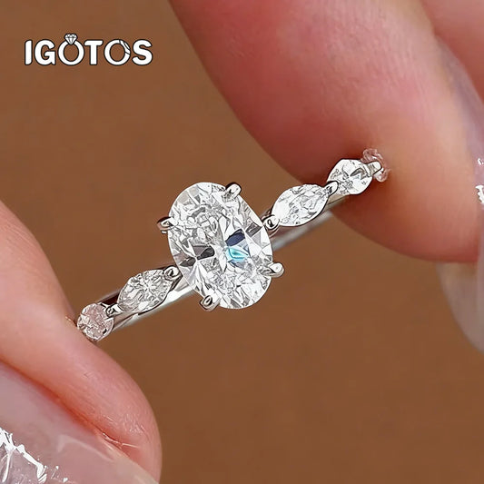 S925 1CT Oval Cut Moissanite Rings