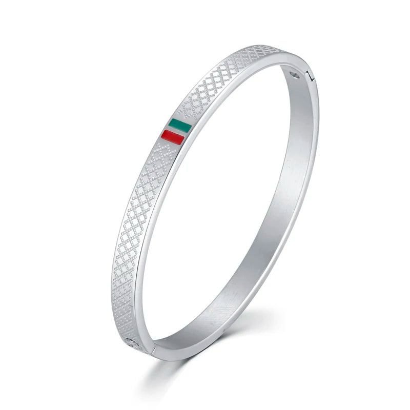 Green Red Cuff Stainless Steel Bracelet