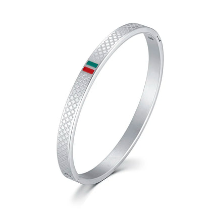 Green Red Cuff Stainless Steel Bracelet