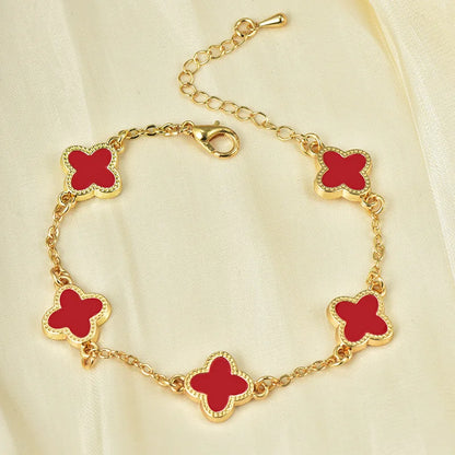 925 Silver Selling Gold Plated Clover Charm Bracelet