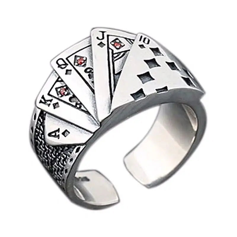 S925 Unique Poker Ring