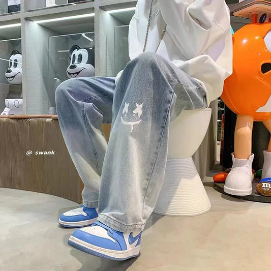 Print Baggy Pants Wide Leg Oversize Jeans