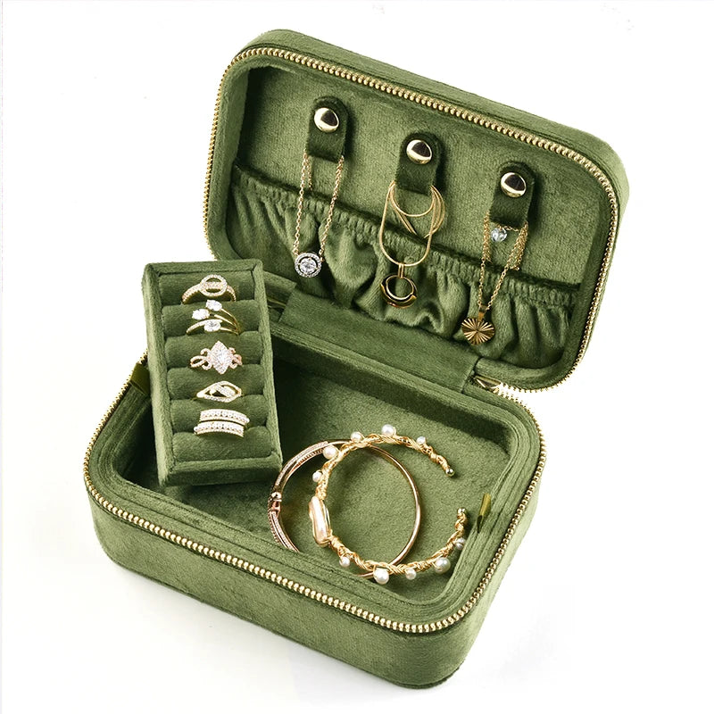 Velvet Jewelry Box Double Layer Design