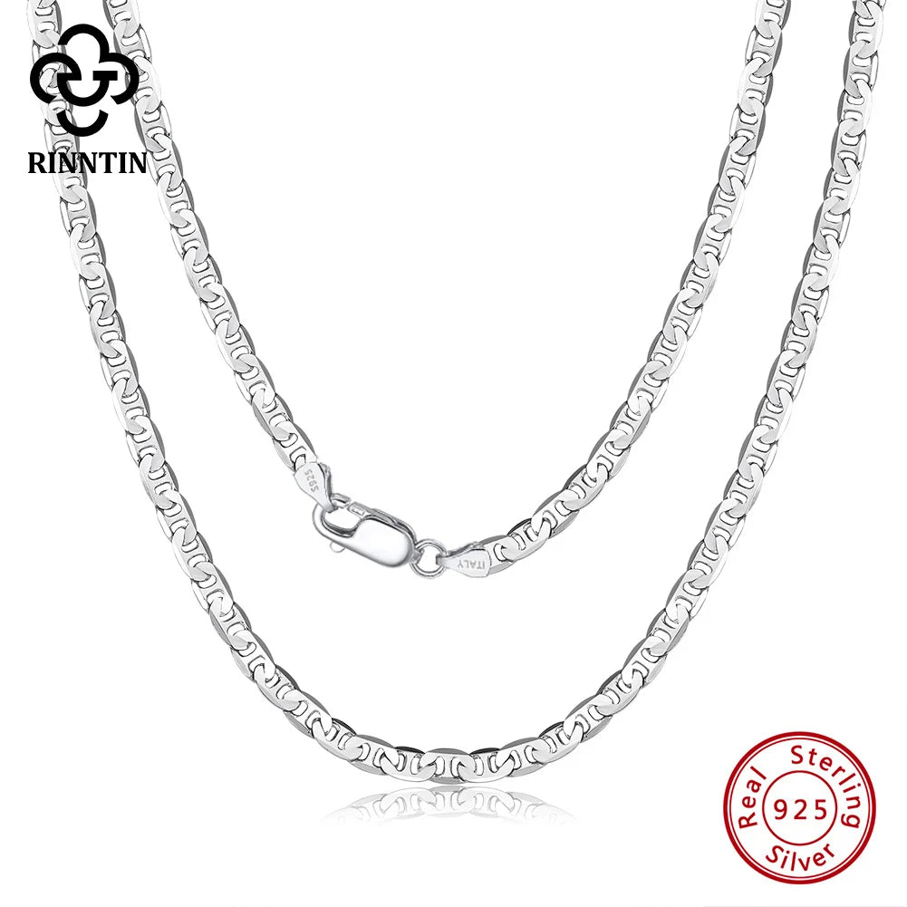 925 Sterling Silver Italian Flat Mariner Chain