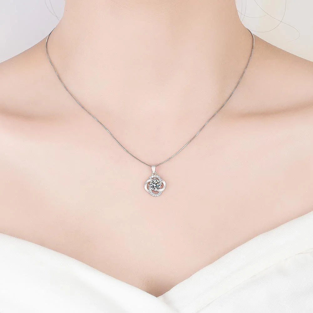 S925 Flower Amethyst Pendants Necklaces