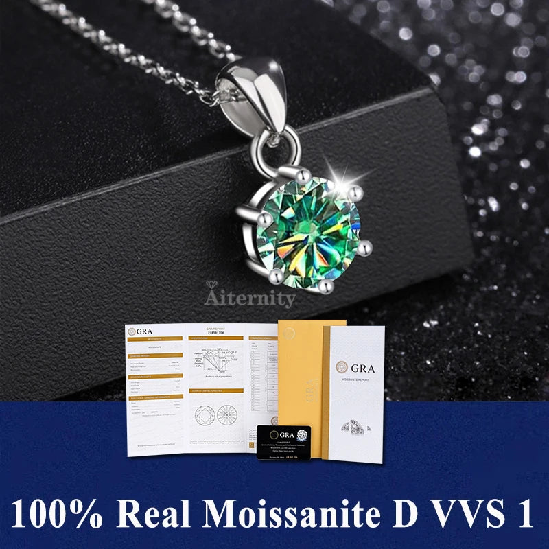 100% Moissanite Pendant Necklace D Colour