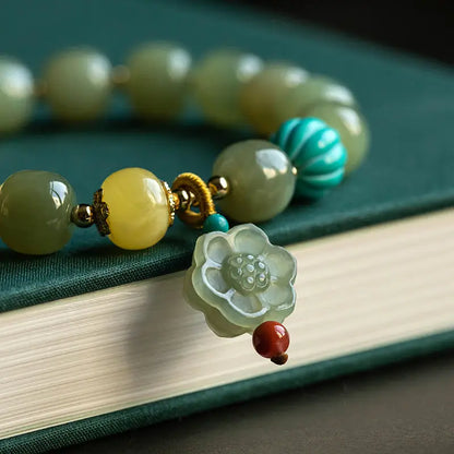 Natural Hetian Jade Saponite Blessing Bracelet