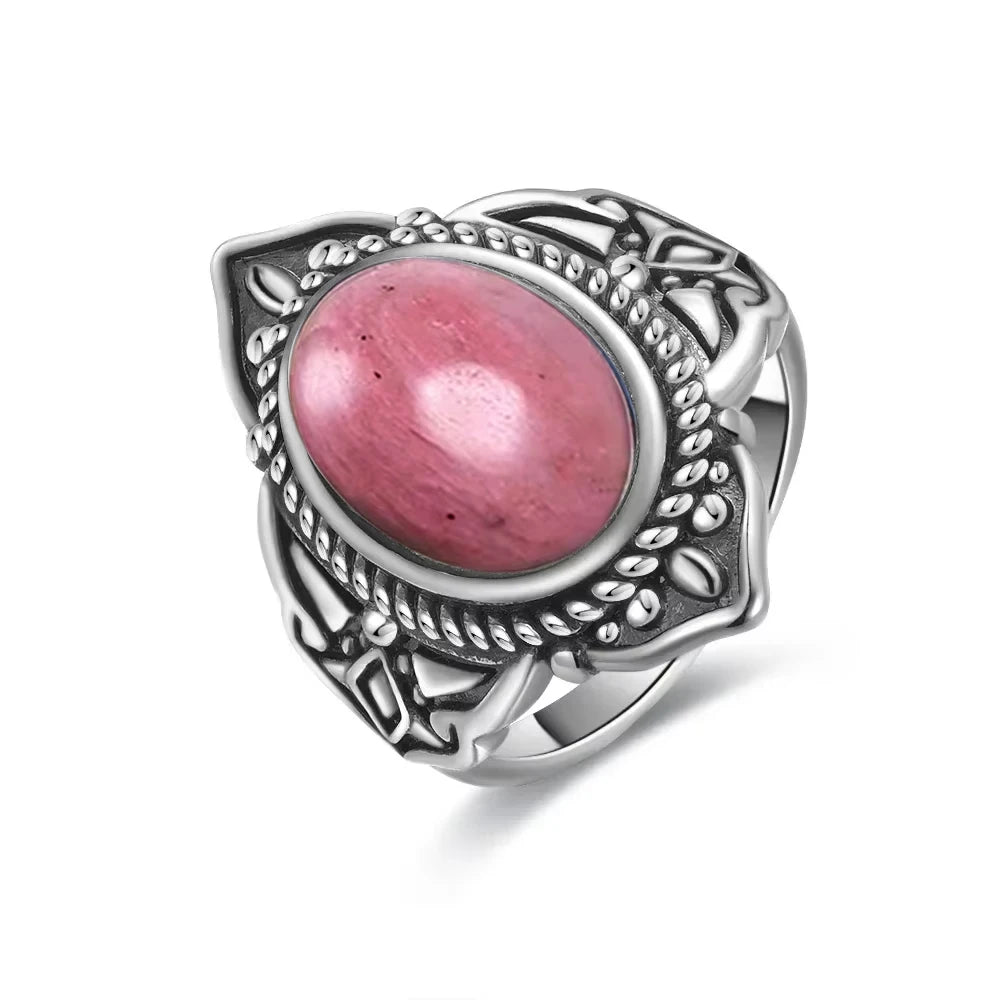 Vintage S925 Sterling Silver Ring with Natural Moonstone Stone