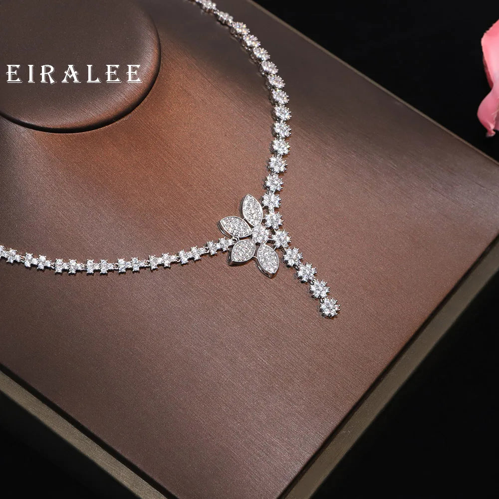 Decorative silver flower necklaces and earrings