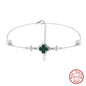 S925 Lucky Clover Anklet with Malachite Shell