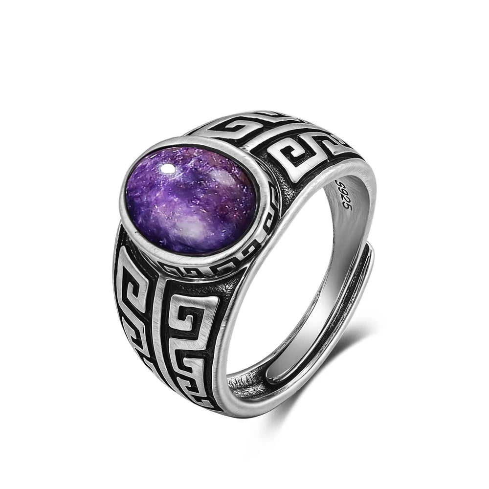 Vintage S925 Sterling Silver Ring with Natural Moonstone Stone