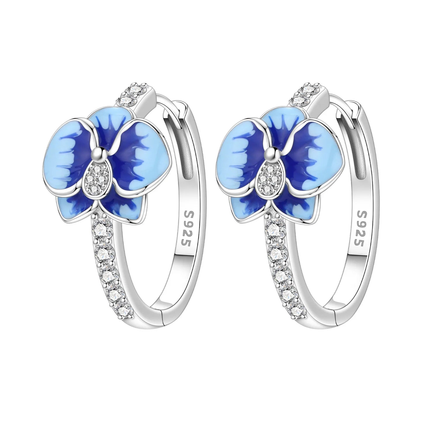Original S925 Blue Iris Flower Earrings