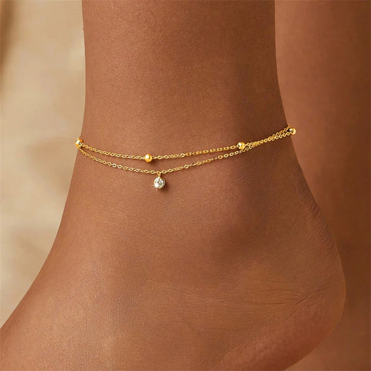 Stainless Steel Anklet 18K Gold-plated