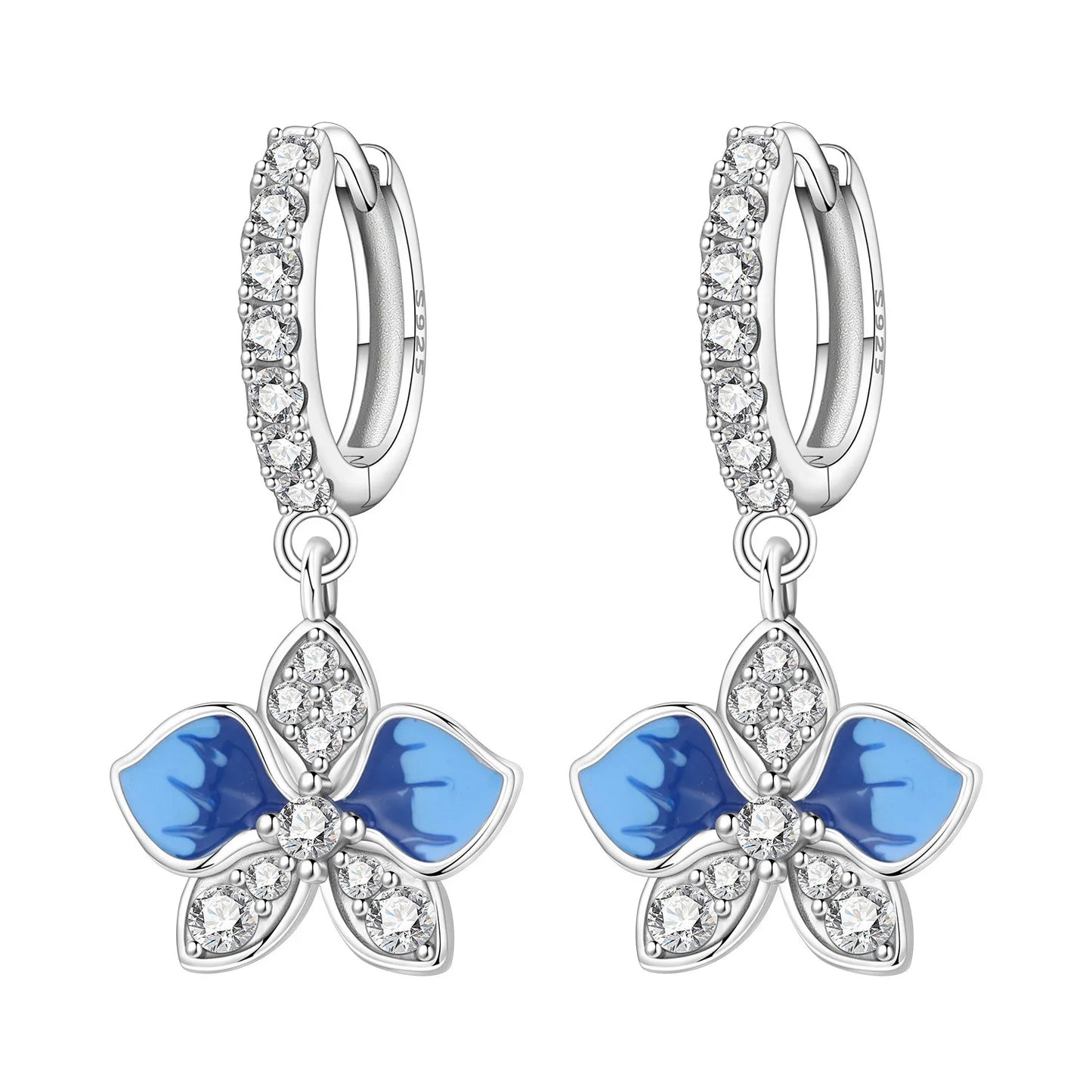 Original S925 Blue Iris Flower Earrings