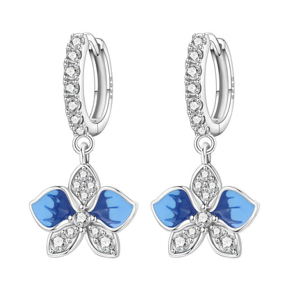 Original S925 Blue Iris Flower Earrings