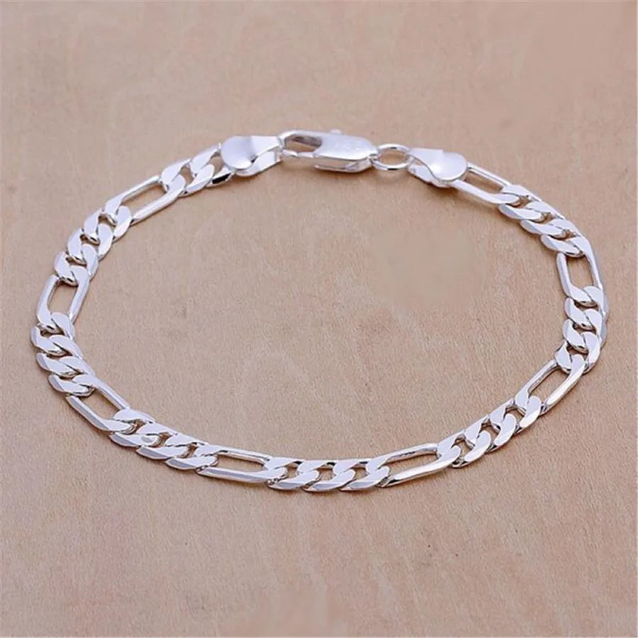 925 Sterling Silver Exquisite Solid Chain Bracelet