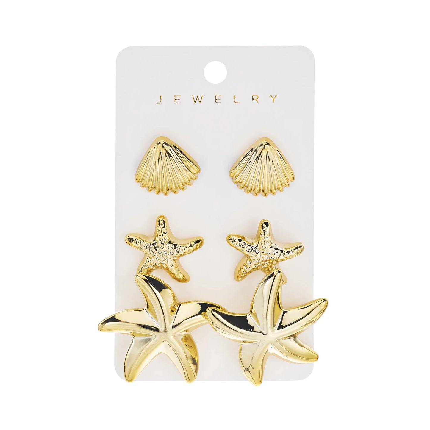6pcs/Set Trendy Shell Starfish Stud Earrings