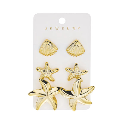 6pcs/Set Trendy Shell Starfish Stud Earrings