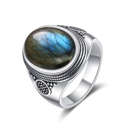 Vintage S925 Sterling Silver Ring with Natural Moonstone Stone