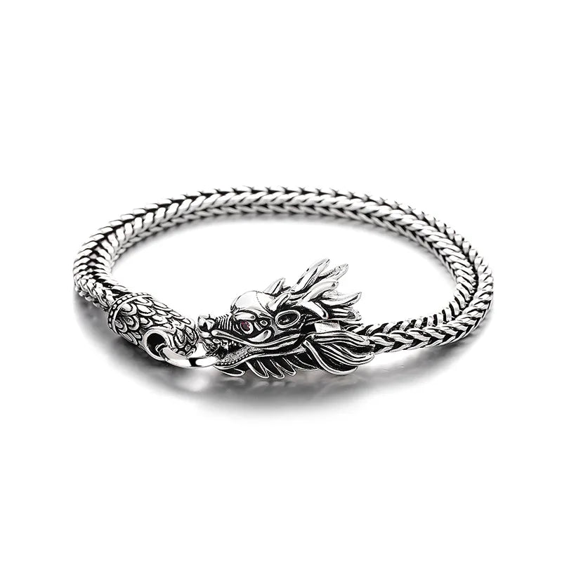 925 Sterling Silver Bracelet Vintage Dragon Chain