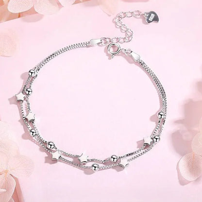Fine 925 Sterling Silver Lucky Beads Bracelet