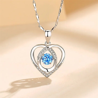 925 Sterling Silver Heart Shaped Necklace Bracelet Set