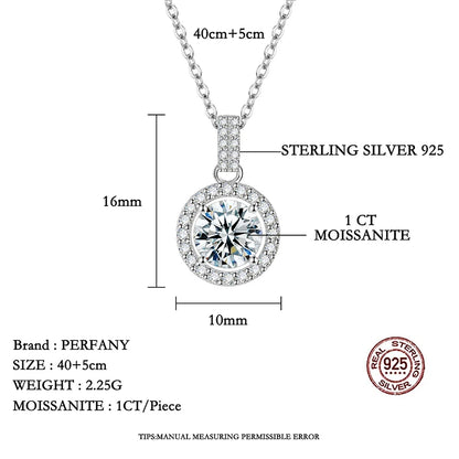 1-5CT Moissanite Necklace S925 Pure Silver Round