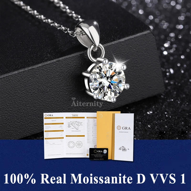 100% Moissanite Pendant Necklace D Colour