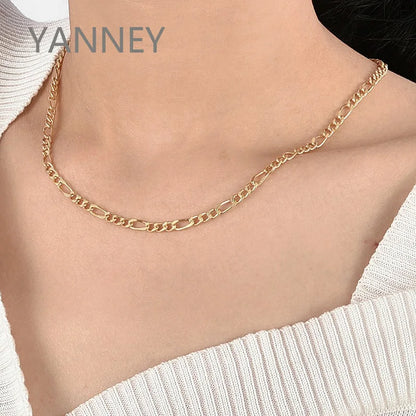 4mm 925 Silver 18K Gold Figaro Necklace
