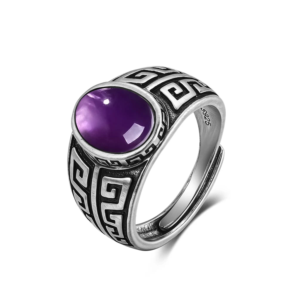 Vintage S925 Sterling Silver Ring with Natural Moonstone Stone