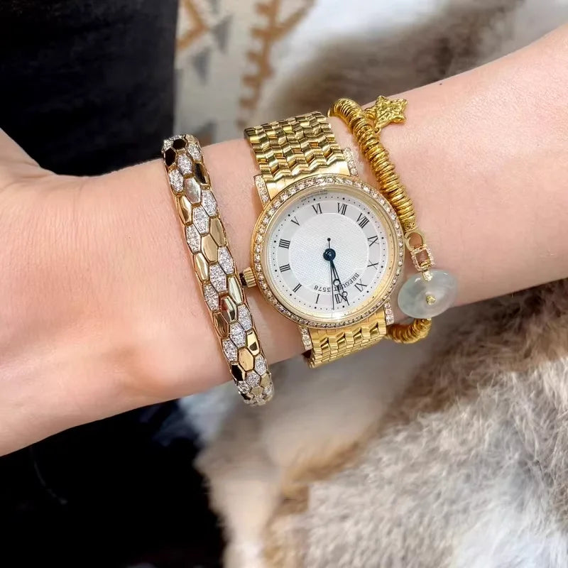 925 Silver Gold-plated Snake Bone Bracelet