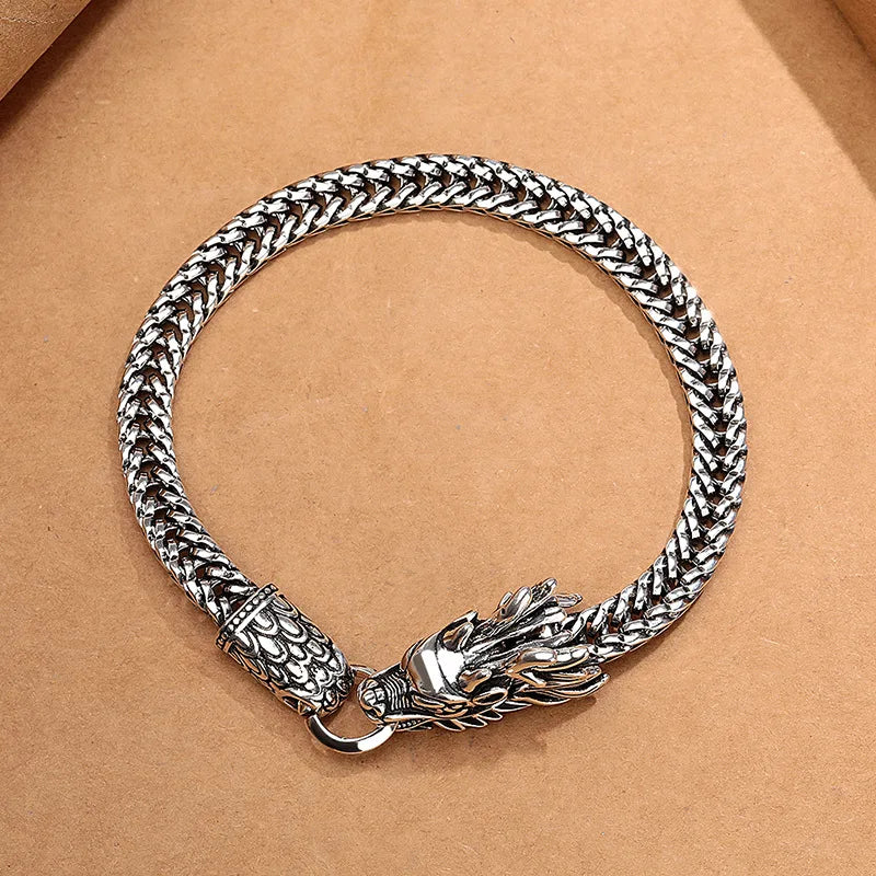 925 Sterling Silver Bracelet Vintage Dragon Chain