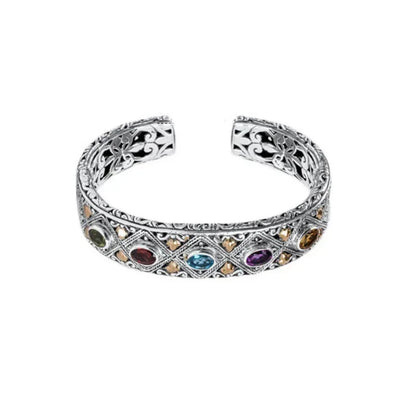 Luxury Inlaid Colored Gemstone Bracelet